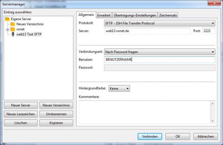 filezilla server sftp einrichten